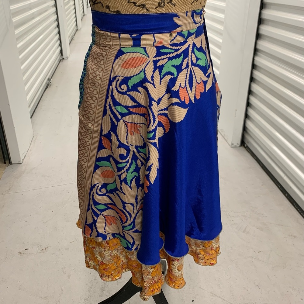 Grow With Me Silk Wrap Skirt Upcycled Sarees Fits Toddler-Girls 8/10